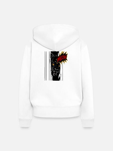 Katzen-Pop-Kunst Miau-Explosion - Frauen Premium Bio Zip Hoodie - Weiß