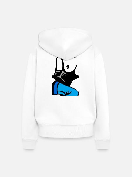 Abstrakter blauer Schuh mit Flügeln - Frauen Premium Bio Zip Hoodie - Weiß