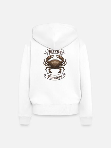 Krebs Emotion Ornament - Frauen Premium Bio Zip Hoodie - Weiß