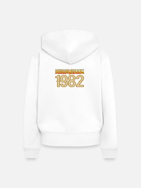Retro 1982 Originalausgabe - Frauen Premium Bio Zip Hoodie - Weiß