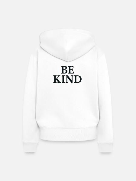 Inspiratives Be KInd Schriftzug - Frauen Premium Bio Zip Hoodie - Weiß
