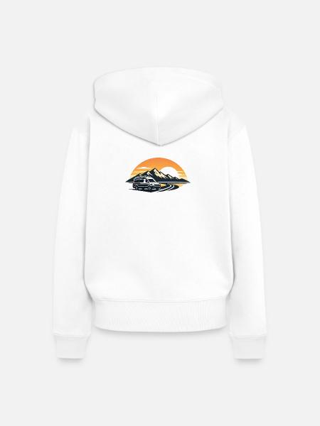 Sonnenuntergang Roadtrip mit Camper - Frauen Premium Bio Zip Hoodie - Weiß