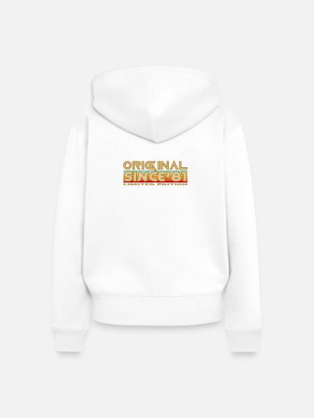 Original seit 81 Retro-Abzeichen - Frauen Premium Bio Zip Hoodie - Weiß