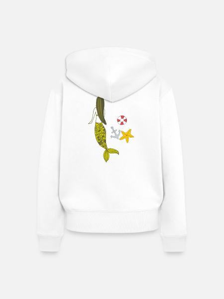 meerjungfrau sommerzeit - Frauen Premium Bio Zip Hoodie - Weiß