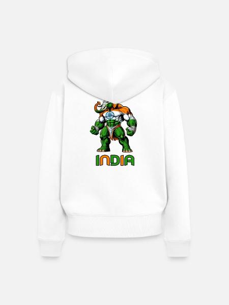 Indien Elefant Flaggen Design - Frauen Premium Bio Zip Hoodie - Weiß