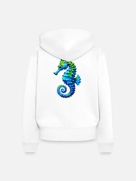 Seepferdchen - Frauen Premium Bio Zip Hoodie - Weiß