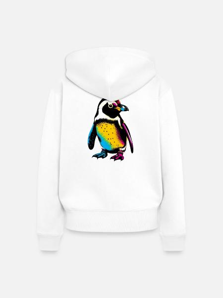 Pinguin - Frauen Premium Bio Zip Hoodie - Weiß