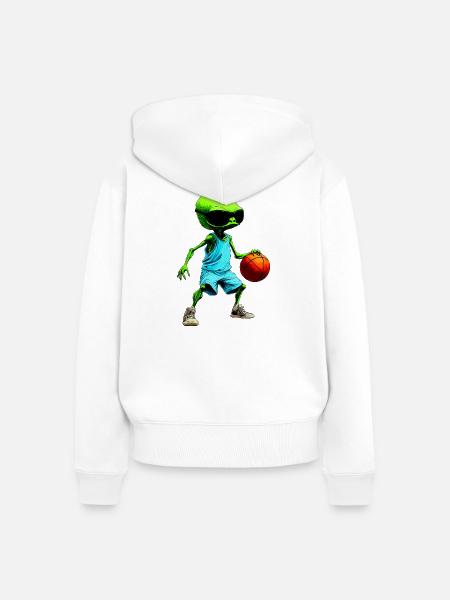 Aliens Basketball - Frauen Premium Bio Zip Hoodie - Weiß