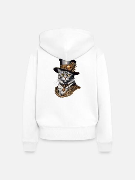 Sir Purrner - Frauen Premium Bio Zip Hoodie - Weiß