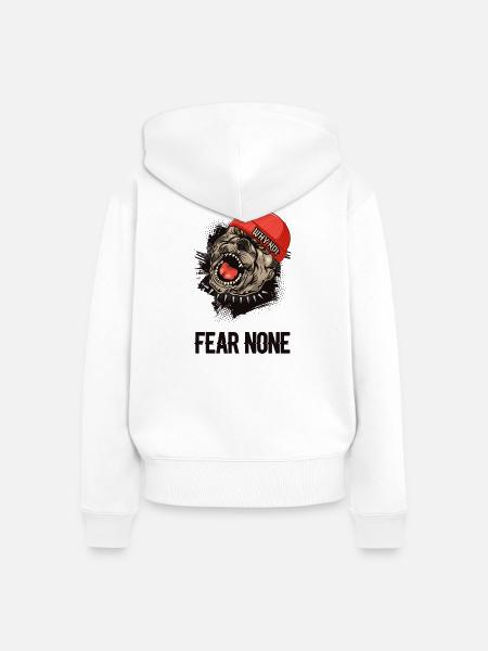 Fear None Bulldog - Frauen Premium Bio Zip Hoodie - Weiß