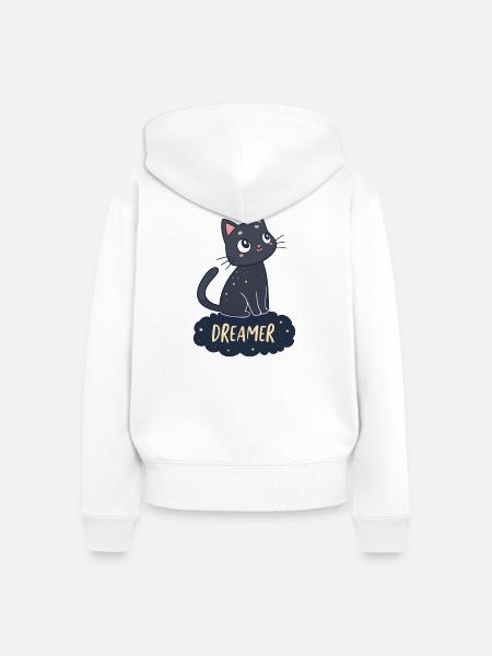 Traumvolle Katzen-Sternennacht - Frauen Premium Bio Zip Hoodie - Weiß