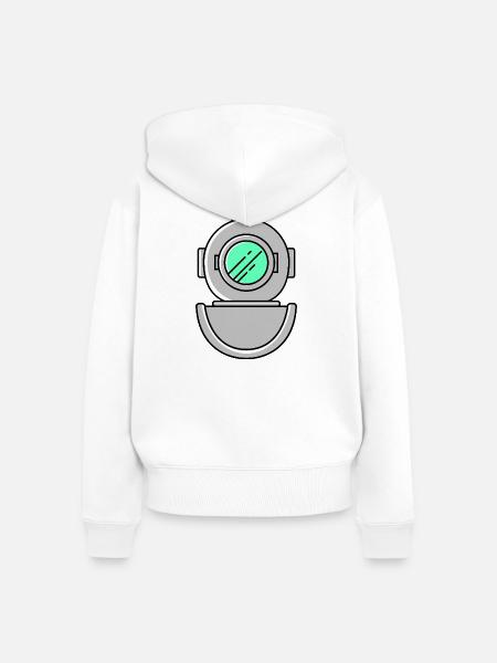 Taucherhelm Tauchen symbol - Frauen Premium Bio Zip Hoodie - Weiß