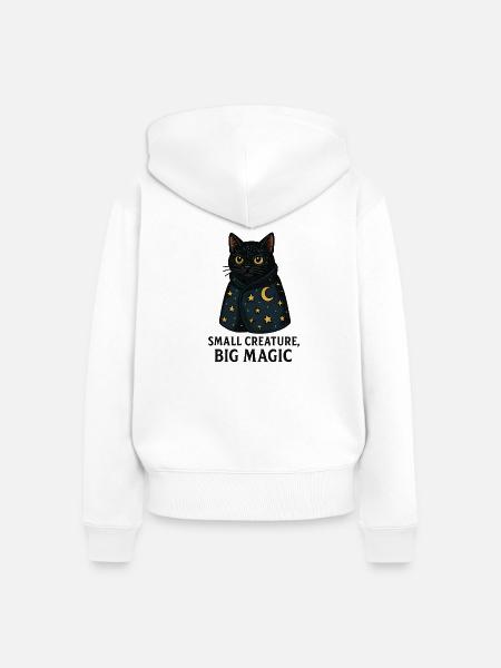 Mondnacht Katze Sternencape - Frauen Premium Bio Zip Hoodie - Weiß