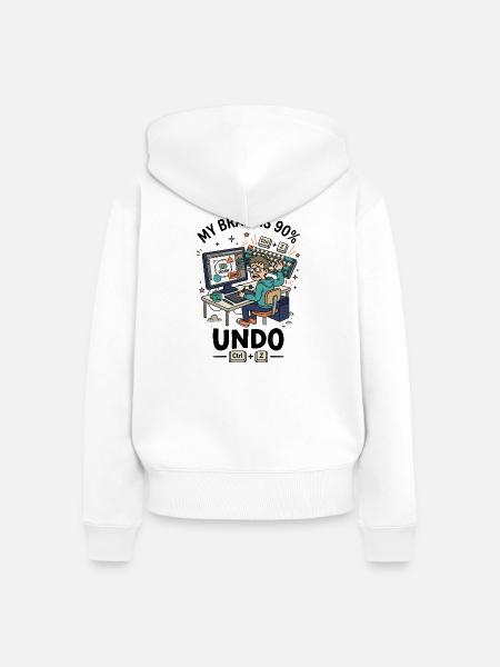 Designer Ctrl Z Panic Humor - Frauen Premium Bio Zip Hoodie - Weiß