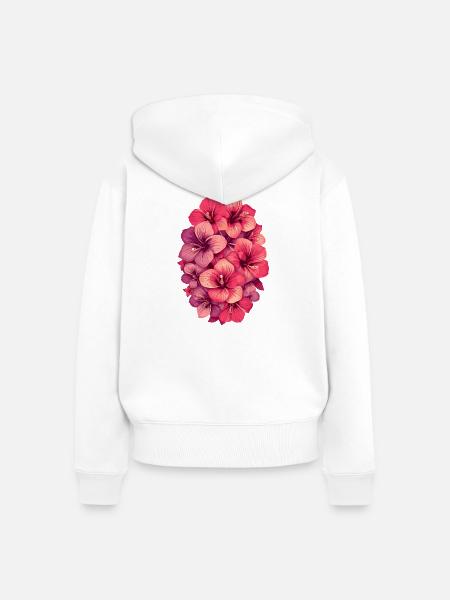 Hibiskus Farbexplosion - Frauen Premium Bio Zip Hoodie - Weiß