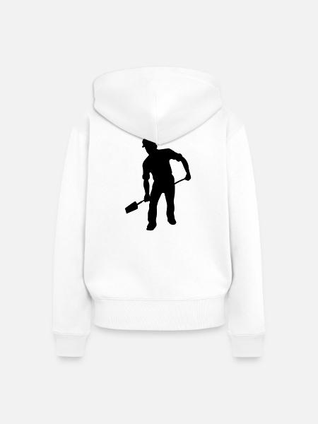 Bodenarbeiter mit der Schaufel – harte Arbeit - Frauen Premium Bio Zip Hoodie - Weiß