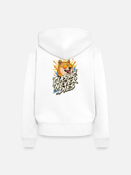 Classic Never Dies Vierbeiner Sonnenbrille - Frauen Premium Bio Zip Hoodie - Weiß