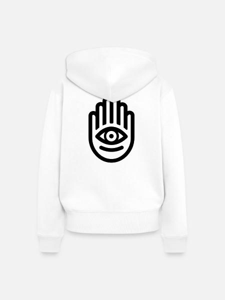 Hand von Fatma Hamsa - Frauen Premium Bio Zip Hoodie - Weiß