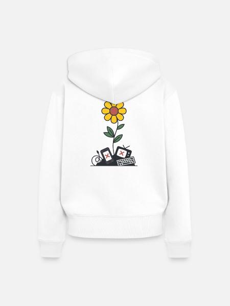 Digital Detox Blume Natur - Frauen Premium Bio Zip Hoodie - Weiß