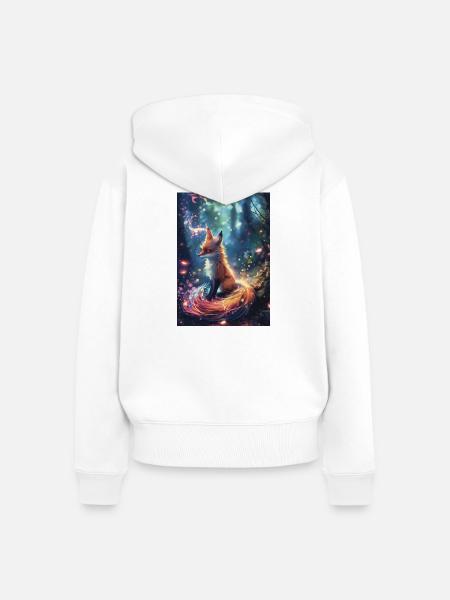 Magischer Fuchs im Hellen Wald - Frauen Premium Bio Zip Hoodie - Weiß