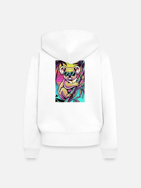Koala - Frauen Premium Bio Zip Hoodie - Weiß