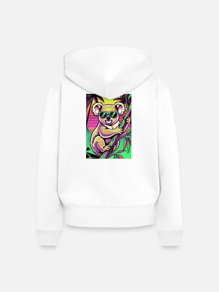 Koala - Frauen Premium Bio Zip Hoodie - Weiß