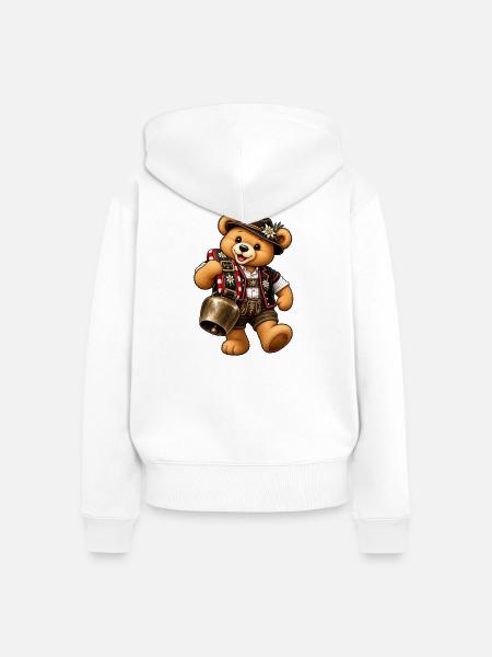 Trychler Bär – Schweizer Tradition & Brauchtum - Frauen Premium Bio Zip Hoodie - Weiß