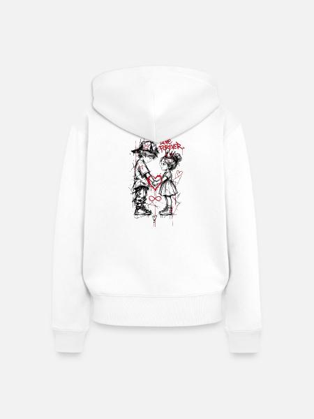 Schwarze und Rote Graffiti-Liebhaber - Frauen Premium Bio Zip Hoodie - Weiß