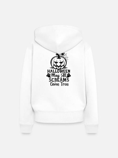 Halloweeen may all screams come true. - Frauen Premium Bio Zip Hoodie - Weiß
