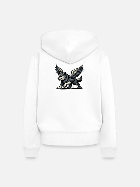 Flügelwolf Majestätisch - Frauen Premium Bio Zip Hoodie - Weiß
