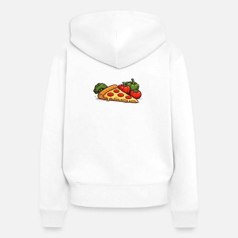 La pizza est mon légume - Un design de restauration rapide amusant - Sweat à capuche zippé Premium bio Femme - blanc