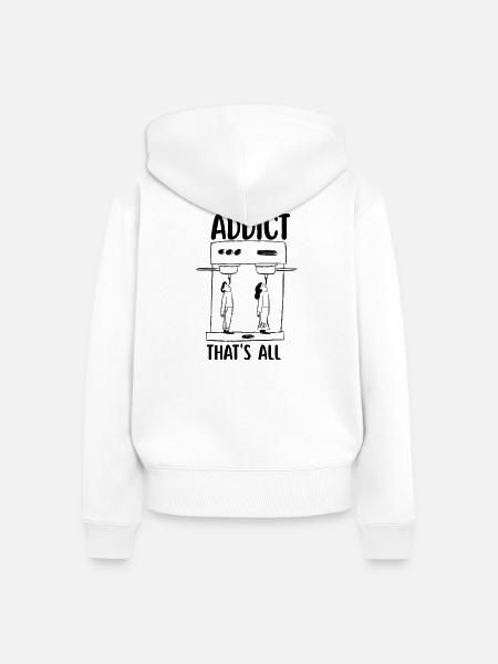 Kaffeesüchtig - Frauen Premium Bio Zip Hoodie - Weiß