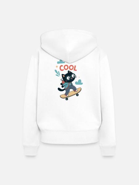 Skater Cat - Frauen Premium Bio Zip Hoodie - Weiß
