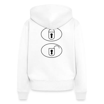 Boutons de télécommande pour voiture - Sweat à capuche zippé Premium bio Femme - blanc - Dos - AI Model Female 172 light (172cm)