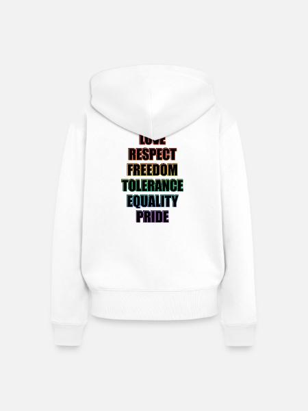 LGBTQ-Pride-Werte - Frauen Premium Bio Zip Hoodie - Weiß