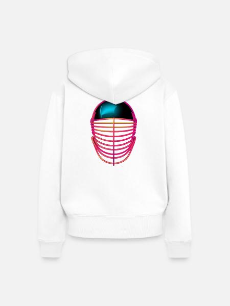 Fechtmaske Skizze - Frauen Premium Bio Zip Hoodie - Weiß
