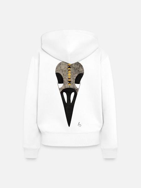 Rabenschadel Mondzyklus - Frauen Premium Bio Zip Hoodie - Weiß