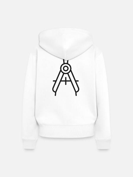 Zeichen-Kompasslinien-Symbol Präzisions-Designsymbol - Frauen Premium Bio Zip Hoodie - Weiß