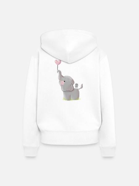 Elefant mit Herzballon - Frauen Premium Bio Zip Hoodie - Weiß