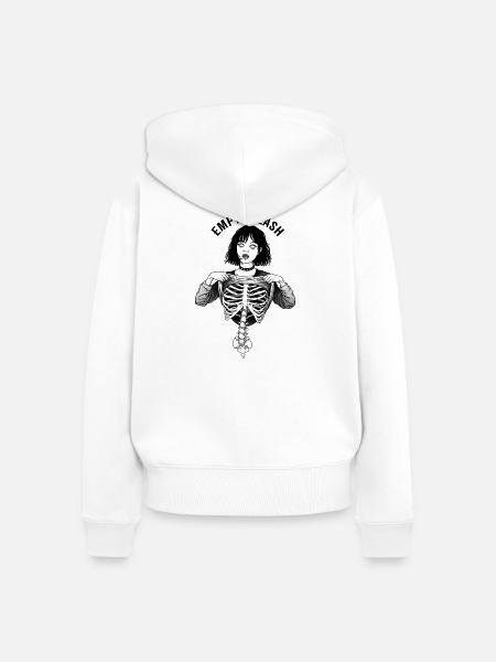 Leere Flash Skeleton - Frauen Premium Bio Zip Hoodie - Weiß