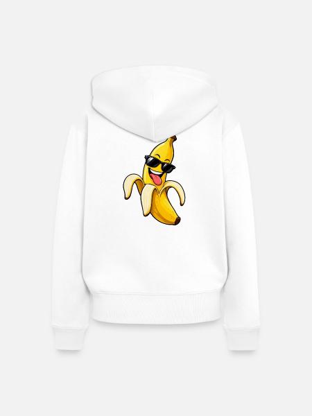 Schicke Bananen-Schwarzbrille - Frauen Premium Bio Zip Hoodie - Weiß