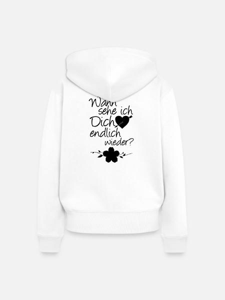 Wiedersehen Liebe, Spruch, Geschenk - Frauen Premium Bio Zip Hoodie - Weiß