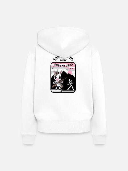 Zebra Einhorn - Frauen Premium Bio Zip Hoodie - Weiß