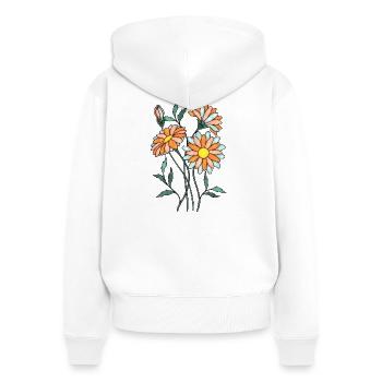 Blumen - Sweat à capuche zippé Premium bio Femme - blanc - Dos - AI Model Female 172 light (172cm)