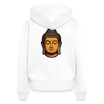Golden Buddha Meditation Aura - Women's Premium Organic Zip Hoodie - white - Back - AI Model Female 172 light (172cm)