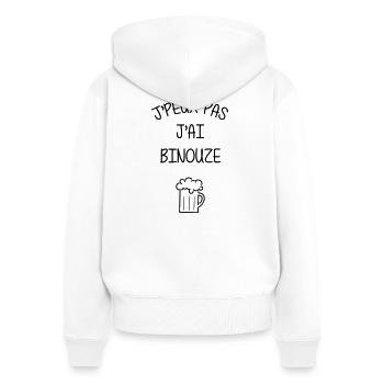 J'peux pas j'ai binouze - alcool - Sweat à capuche zippé Premium bio Femme - blanc - Dos - AI Model Female 172 light (172cm)