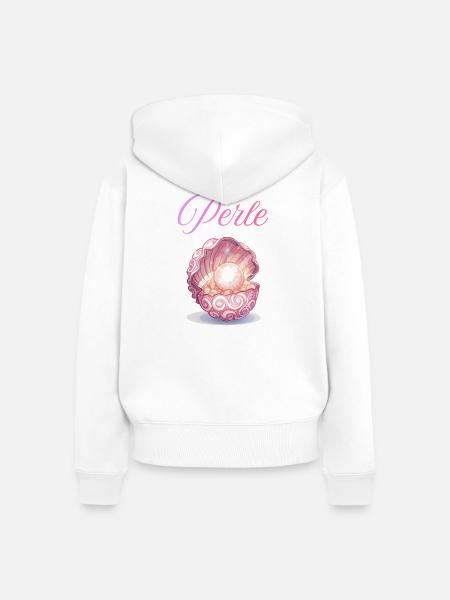 Perle im Rosenmuschel - Frauen Premium Bio Zip Hoodie - Weiß