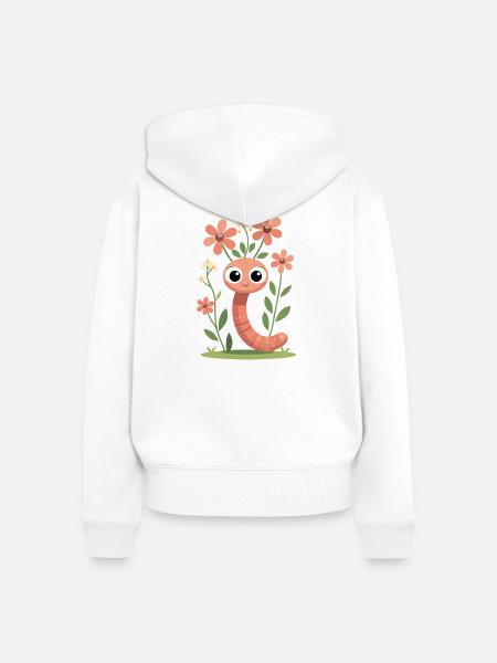 Blütenfreundlicher Wurm - Frauen Premium Bio Zip Hoodie - Weiß