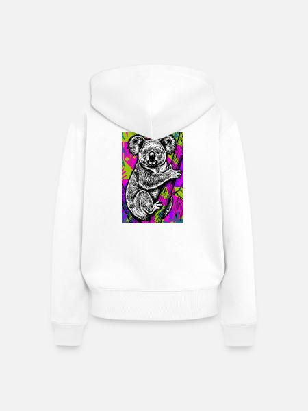Koala - Frauen Premium Bio Zip Hoodie - Weiß