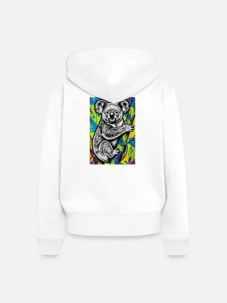 Koala - Frauen Premium Bio Zip Hoodie - Weiß